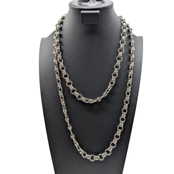 Silver Tone Heavy Chain Link 54" Necklace - Picture 6 of 6